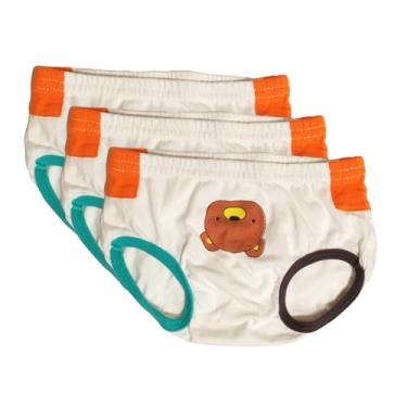 Imagem de Tiny Undies ROOMIER Roupa íntima pequena de algodão, unissex, para bebês e crianças, comunicação de eliminação ou treinamento de penico - pacote com 3 (3 anos, urso/aprendizagem)