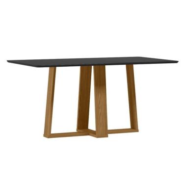 Imagem de Mesa De Jantar Rubi 160x90 Cm Com Vidro Ype Damasco Preto – New Ceval