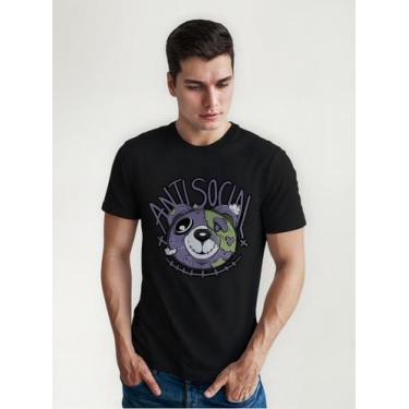 Imagem de Camiseta Masculina Manga Curta Em Algodão Anti Social - mistermah, Pre