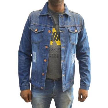 Imagem de Jaqueta Jeans Masculina Azul Premium Fit Alto Padrão - TLT Modas, GG, 