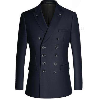 Imagem de Terno Masculino Blazer Jaqueta Negócios Casaco Esportivo Blazer De Casamento Lapela Contador Casaco Casual Negócios, Blue, XL