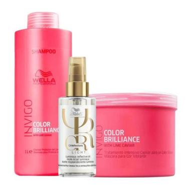 Imagem de Wella Brilliance Sh 1000ml + Masc 500ml + Oleo Light 100ml - Wella pro