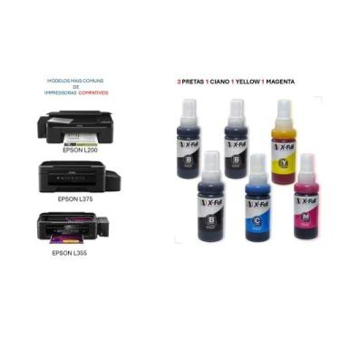 Imagem de Tinta Xfull Corante 6 Unidades L110 L200 L220 L355 L365 L375 Tinta Pre