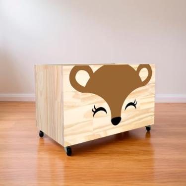 Imagem de Caixote de Madeira para Brinquedos, Caixa Organizadora de Madeira, Baú com rodas para Brinquedos(CX102)