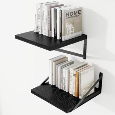 Imagem de Prateleiras de parede profundas 30 cm L x 30 cm P Prateleiras flutuantes de madeira projetada para parede, suporte de metal resistente, decoração de casa, armazenamento para sala de estar, quarto