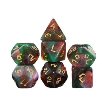 Imagem de Conjunto De Dados Poliédricos Com Glitter De Cores Mistas, 7 Peças D4 