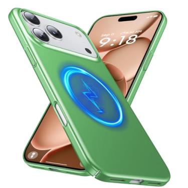 Imagem de GRECAZO Capa magnética ultrafina fosca projetada para 17 Pro Max 17.5 cm (2025) fina minimalista leve fosca rígida PC compatível com capa protetora MagSafe - verde claro