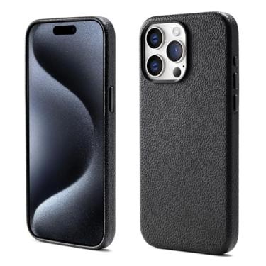 Imagem de Capinha Premium de Couro Anti Impacto – Compatível com Modelos de iPhone (Carregamento Sem Fio Magnético)，À Prova d’Água e Poeira, Botões de Metal e Proteção da Câmera (preto, iPhone 13 Pro)