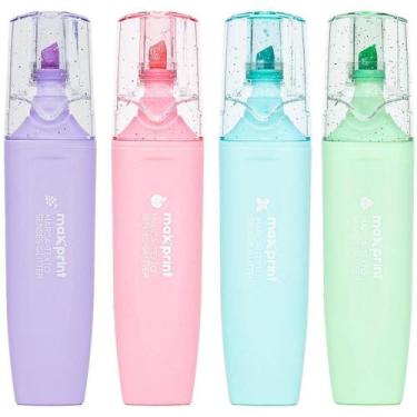 Imagem de Caneta Marca Texto 4 Cores Glitter com Cheirinho Estojo - Maxprint