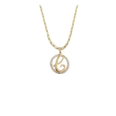 Imagem de Colar Corrente 45 Cm Feminina Pingente Letra C Banhado Ouro - Anaisa S