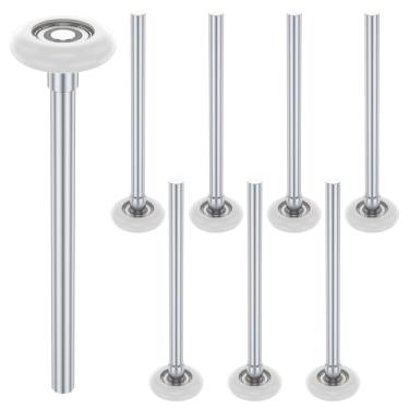 Imagem de 8 rolos de nylon para porta de garagem de 4 cm, roda de porta de garagem de nylon resistente a alta pressão com rolamento selado de 10 esferas para móveis, haste estendida de 17,5 polegadas