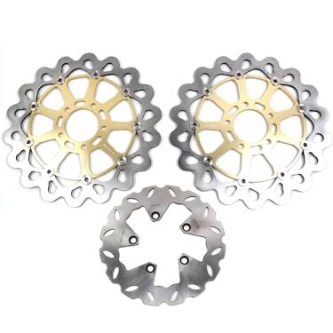 Imagem de Arashi Discos de freio dianteiros traseiros rotores para Suzuki GSX1300R Hayabusa gen 1 1999-2007, acessórios de substituição de motocicleta dourado
