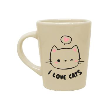 Imagem de Caneca de Porcelana 270ml I Love Cats Bege