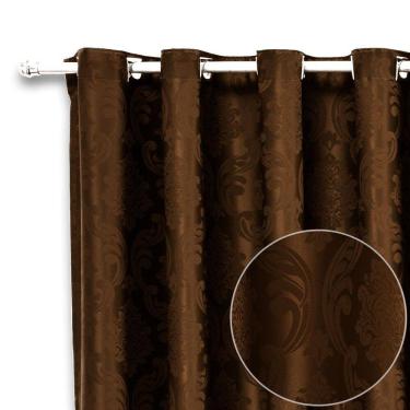 Imagem de Cortina Jacquard Marron Tecido Semi Blackout 4,00X2,80