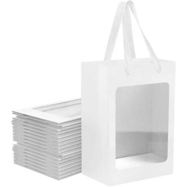 Imagem de Sacos de presente BallHull White Kraft Paper com janela, 40 unidades