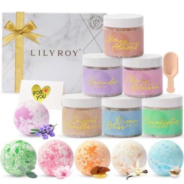 Imagem de Conjunto de presentes Bath Salt & Bomb LILY ROY Luxury de 14 peças