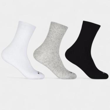 Imagem de Kit 3 Pares Meia Hoahi Cano Alto Unissex - Preto e Branco, 39/43