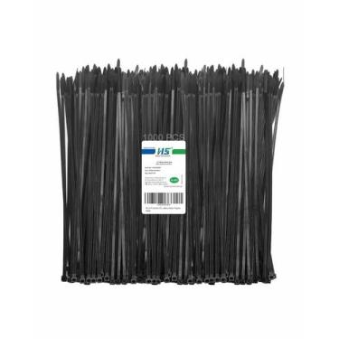Imagem de Cabo de nylon preto Zip Ties HS de 12 cm, 50 kg, pacote 1000