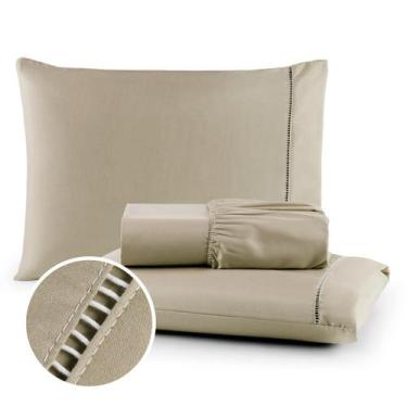 Imagem de Roupa de Cama Jogo Lençol 400 Fios King 3 Peças Solteiro Casal Queen M