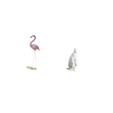 Imagem de Fenteer Estátua de Flamingo E Pinguim em Resina, Escultura de Pássaro, Decoração para Casa, Lareira, Arte Moderna, Estatueta de Jardim, Suporte de Metal, Quin