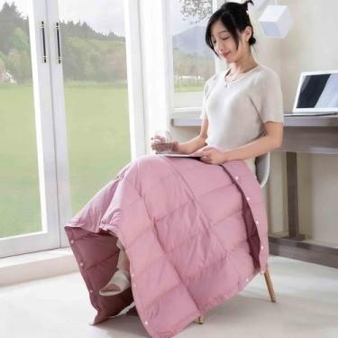 Imagem de JUSHZ Cobertor leve de plumas e mantas para mulheres, cachecol adulto, longo, duplo, único, para sofá, inverno, xale, leve, multifuncional, viagem, escritório, portátil (rosa, 70 x 140 cm)