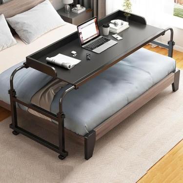 Imagem de Mesa Multifuncional Preguiçosa Elástica Sobreposta Com Rodas Altura E Comprimento Adjus Cross-bed Side Rolling Laptop Desk Standing Workstation, Black
