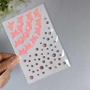 Imagem de Adesivos faciais - desenhos de coroa de borboleta e princesa em tons de rosa e roxo - decoração autoadesiva para festas de aniversário de meninas, apresentações de palco e artesanato em diário