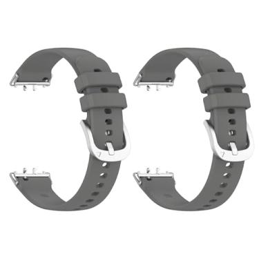 Imagem de Pacote com 2 pulseiras de relógio compatíveis com Samsung Galaxy Fit 3 SM-R390, pulseira esportiva de silicone macio, para mulheres e homens