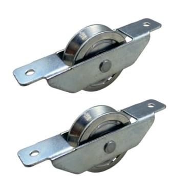 Imagem de Kit 2 Roldana 2 Polegadas 5 Cm Suporte Portão Cantoneira V(Rebite)