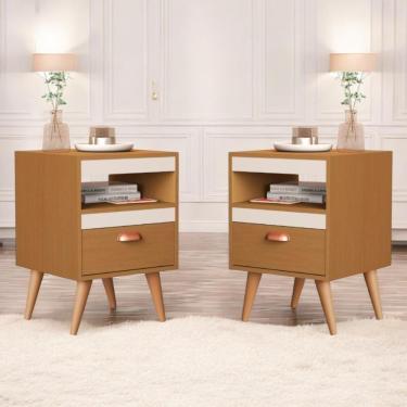 Imagem de Kit Mesa Cabeceira 2 Unidades Bariloche Ype Off White