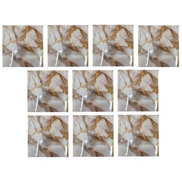 Imagem de Placa Adesiva Marmore 3D Kit 10 uni Papel de Parede Autocolante Obra Reforma Cozinha Casa Ambiente Moderno Decoraçao