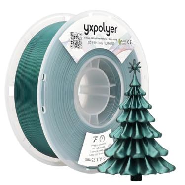Imagem de YXPOLYER Filamento PLA Filament Premium 2 cores de seda PLA 3D Filamento 1,75 mm 1 kg, impressão em duas cores preto e verde