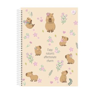 Imagem de Caderno Universitário Capycuties - 10 Matérias 160 Folhas Animativa Papelaria Fofa Capivara (Flores)