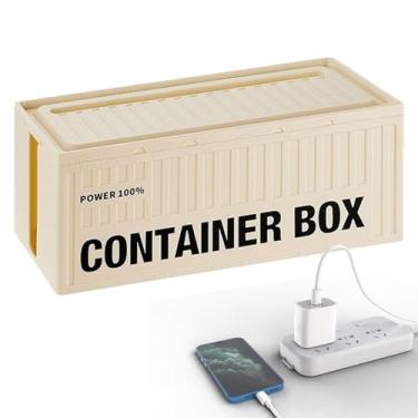 Imagem de Shakven Caixa organizadora de cabos de mesa, caixa de armazenamento de cabos para mesa,Organizador de cabos para gerenciamento de caixa de armazenamento de cabos - contra surtos de organizador de mesa