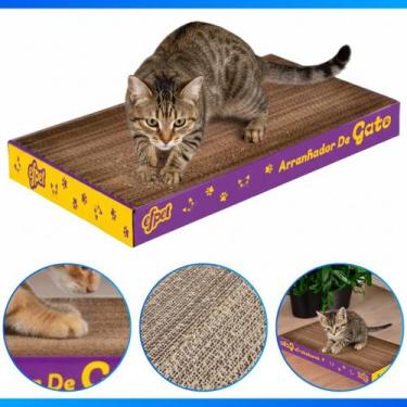 Imagem de Arranhador P/ Gato Brinquedo Resistente Antiestresse Papelão Ondulado 