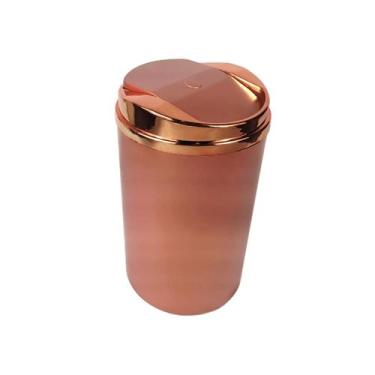 Imagem de Lixeira Basculante 8 Litros Redonda Cozinha Banheiro Rose Gold - AMZ