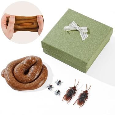 Imagem de Onepec Fake Poop Realistic Dog Poop Toy Fake Turd Gags and Practical Joke Poo Shit +Realistic Plastic Fake Cockroaches+ Flies for Halloween April Fools' Day Prank Party Supplies(Disgusting Shape)