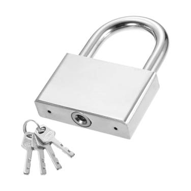 Imagem de PATIKIL Trava resistente de 68 mm, 1 cadeado de liga de aço de alta segurança com 4 chaves para janela de porta de armazenamento de contêiner de transporte de armazém (H: 91,5 mm