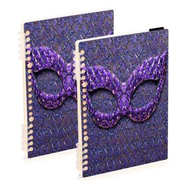 Imagem de Burbuja Cadernos de máscara de carnaval, papel pautado universitário A5 com 60 folhas, fichário para escritório, 2 unidades