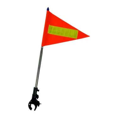 Imagem de YIJU Kit de mastro de bandeira para carrinho de golfe com faixas refletoras, acessórios de suporte de bandeira noturna de alta visibilidade para clubes, Topo Azul 20x30cm