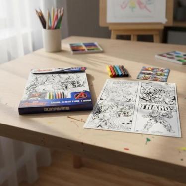 Imagem de KIT Desenhos para Colorir com Giz de Cera e Adesivo Pintura Bobbie Goo