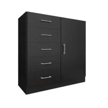 Imagem de Cômoda Miami 5 Gavetas 1 Porta Fellicci Cor Preto, Preto
