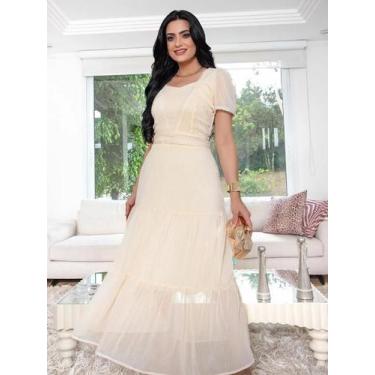 Imagem de Vestido Longo de Festa Elegante Sofisticado Manga Curta Verão Soltinho