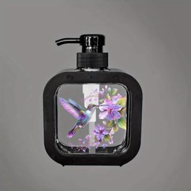 Imagem de Dispensador de sabão de plástico com bomba para banheiro e cozinha 1 peça 300 ml - Opção de dispensador de sabão portátil - Acessórios de pia de cozinha, decoração de banheiro - ideal para casa e