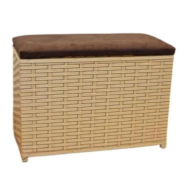 Imagem de Puff Baú Organizador 80 Litros Assento Suede Fibra Sintética Quarto Decorativo(CAPPUCCINO/MARROM)