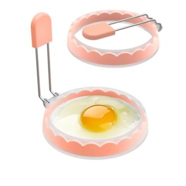 Imagem de 2 moldes de anéis de ovo de silicone de grau alimentício de 10 cm para cozinhar, ovos fritos, laranja semitransparente