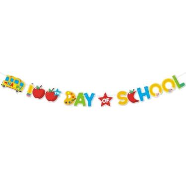 Imagem de 100º Dia de Escola Banner Happy 100 Days Of Kindergarten Pré-escola Primária Ensino Médio Celebração, Hooray 100th Day Party Supplies