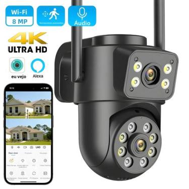 Imagem de Câmera IP PTZ 4K 8MP Com Wi-Fi, Lente Dupla, Telas Duplas, Detecção Hu