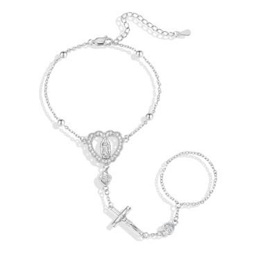 Imagem de Pulseiras de corrente de mão de ouro para mulheres, banhado a ouro 18 K, anel delicado, corrente de mão, moderna, anel de dedo, pulseiras de mão, joias presentes para mulheres, Adjustable, Latão