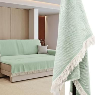 Imagem de Manta Sofá Super King Gigante Decorativa E Capa Protetora Algodão Artesanal(Verde-claro,3,00x1,80m)